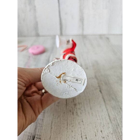 Antique putz Santa Bell candle mini plastic felt decor sparkle shabby chic Xmas - Picture 7 of 9